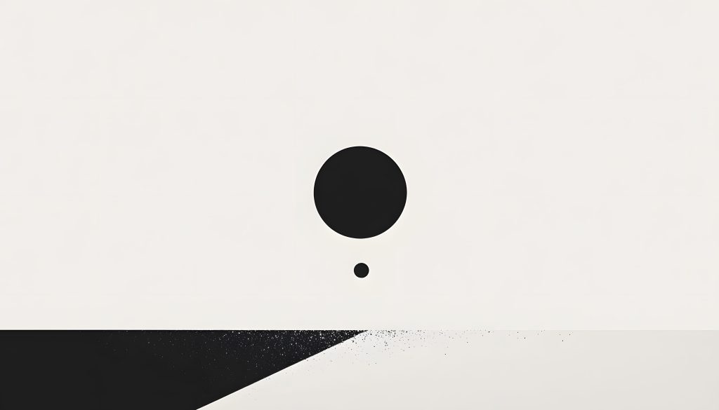 black white photo circle with black dot it