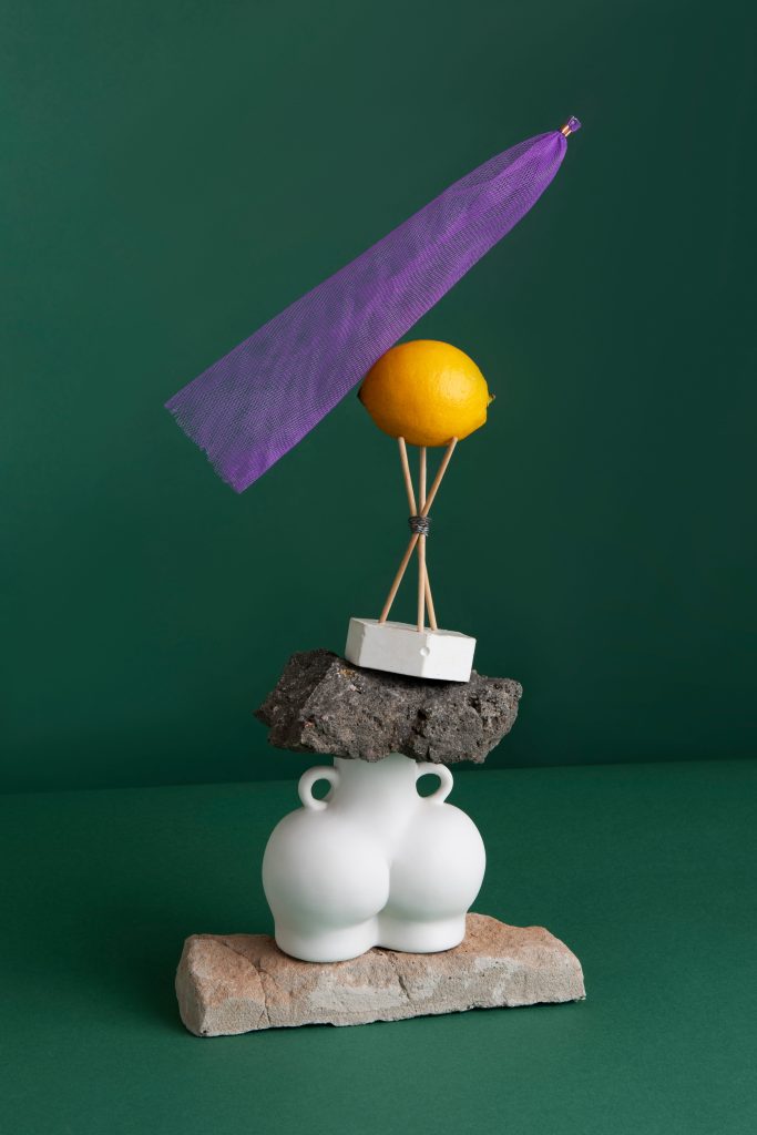 stacked aesthetic objects still life