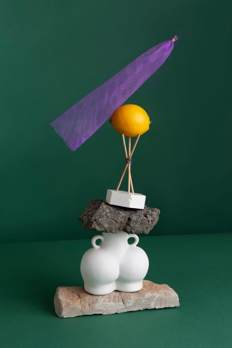 stacked aesthetic objects still life